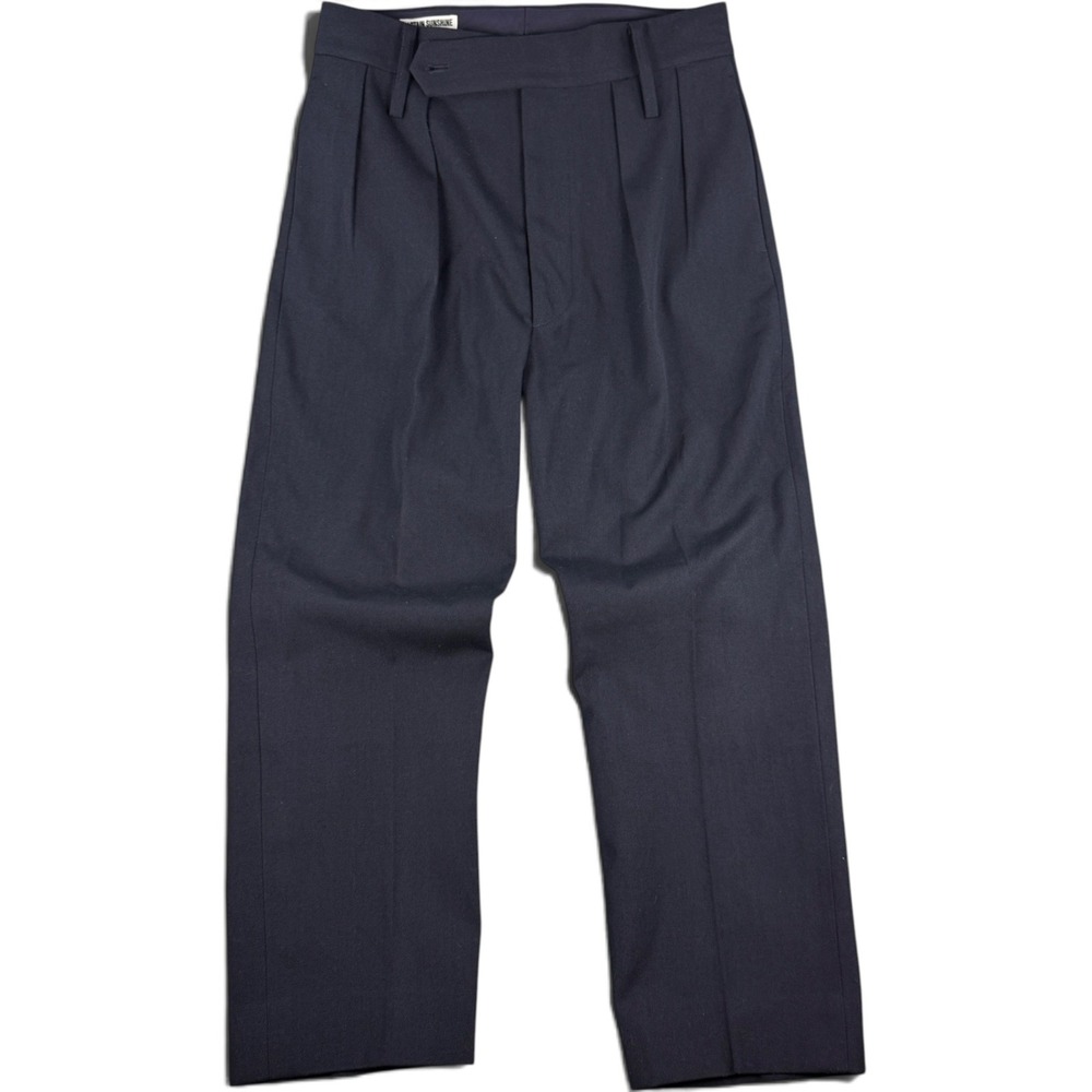 Kaptain Sunshine 2Pleats Trousers 32x27 Hemmed Navy Wool Cotton Hard Twill Japan